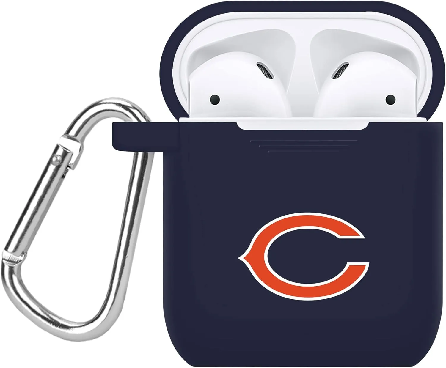 Game Time Chicago Bears Silicone Watch Band and Case Cover Combo Package Compatible with Apple Watch and AirPods Battery Case (42/44/45mm Navy/Navy)