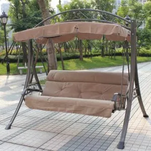 Garden 3 Seat Outdoor Porch Swing Hammock with Steel Frame
