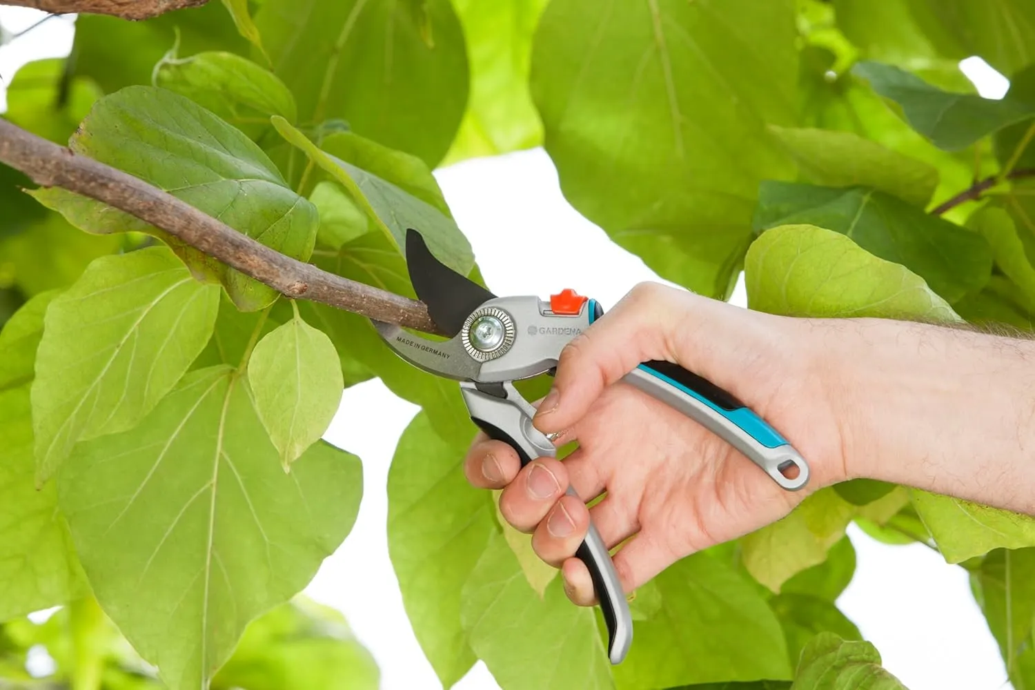 GARDENA (8906) Adjustable Bypass Garden Pruning Shears for Trees, Roses, and Flowers up to 1". Heavy Duty Professional Scissors with Steel Cutting Blades, Sharp Trimming Pruners. Made in Germany