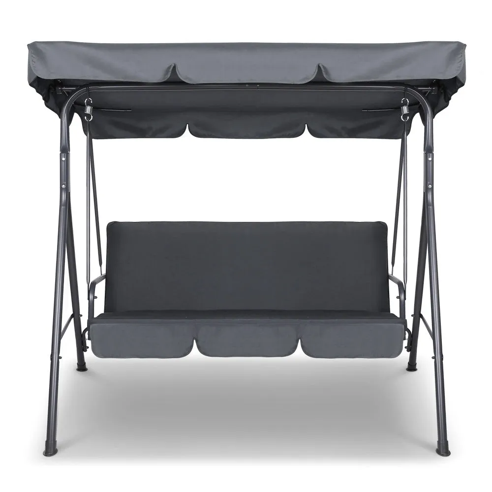 Gardeon Outdoor Swing Chair Garden Chair Bench Furniture Canopy 3 Seater Grey