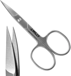 German Steel Professional Nail Scissors - Hammer Forged - Razor Sharp Curved Blades - 100% Stainless Steel (Silver) 3.5''