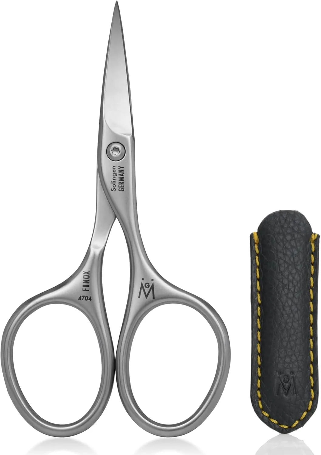 GERMANIKURE Professional Nail Cutter Scissors - FINOX Stainless Steel Nail Scissors - Curved for Nail Tips - Manicure Tools in Leather Case - Ethically Made in Solingen Germany - 4704
