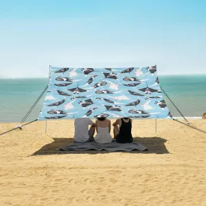 Giant Oceanic Manta Ray Beach Canopy Tent Anti-UV & Wind Resistant, Camping Sun Shelter Easy Setup Portable,Outdoor Shade Tents with Sandbags,Sand Shovels,Ground Pegs & Stability Poles