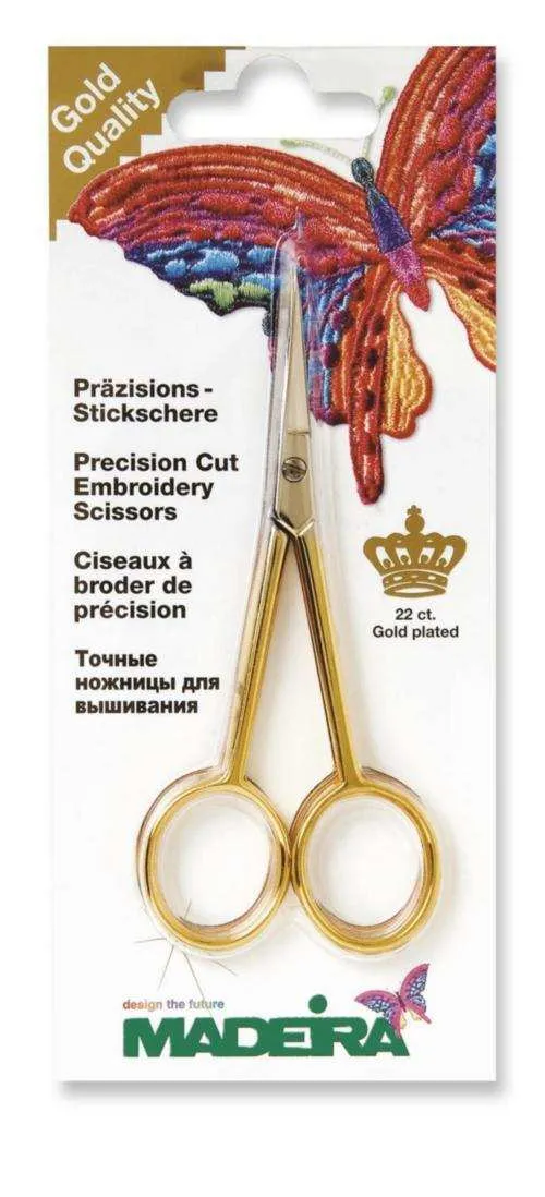 Gold Plated Double Curved Scissors - Madeira