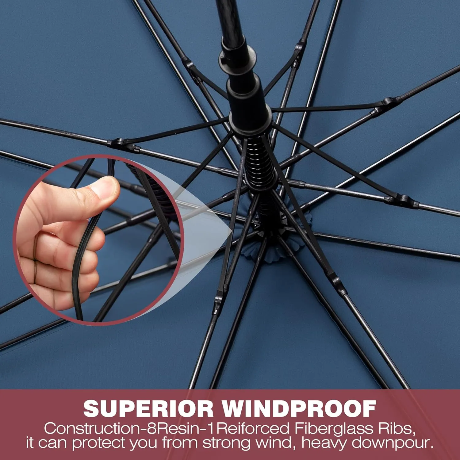 Golf Umbrella 51/56/62/68 Inch - Large Umbrellas Windproof Automatic Open- Heavy Duty Umbrella Double Canopy - Golf Push Cart Umbrella for Mens Women