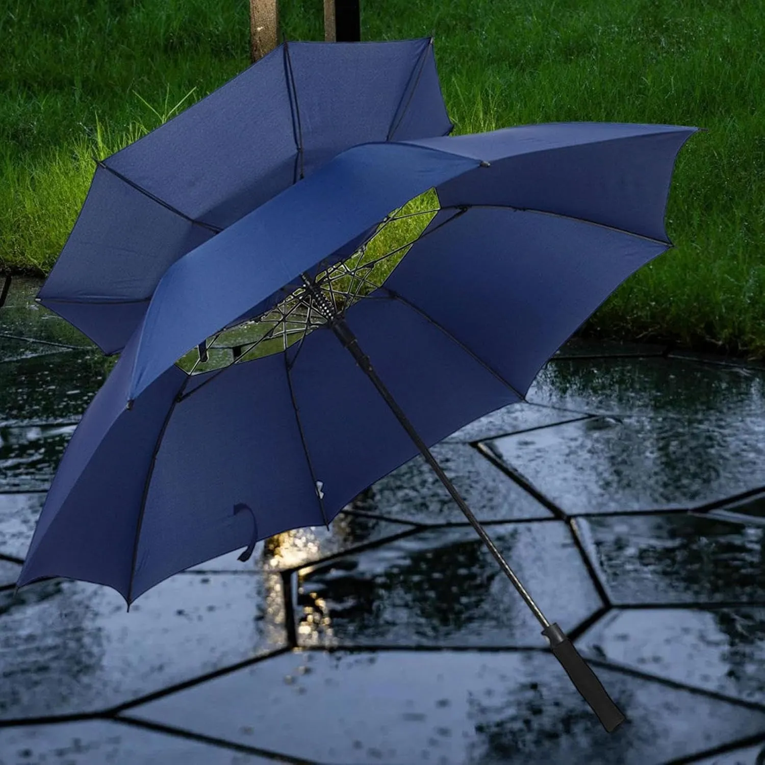 Golf Umbrella Double Canopy Vented Umbrella Large Gift Waterproof Windproof Automatic Open for Men Women Golfer Travel Family