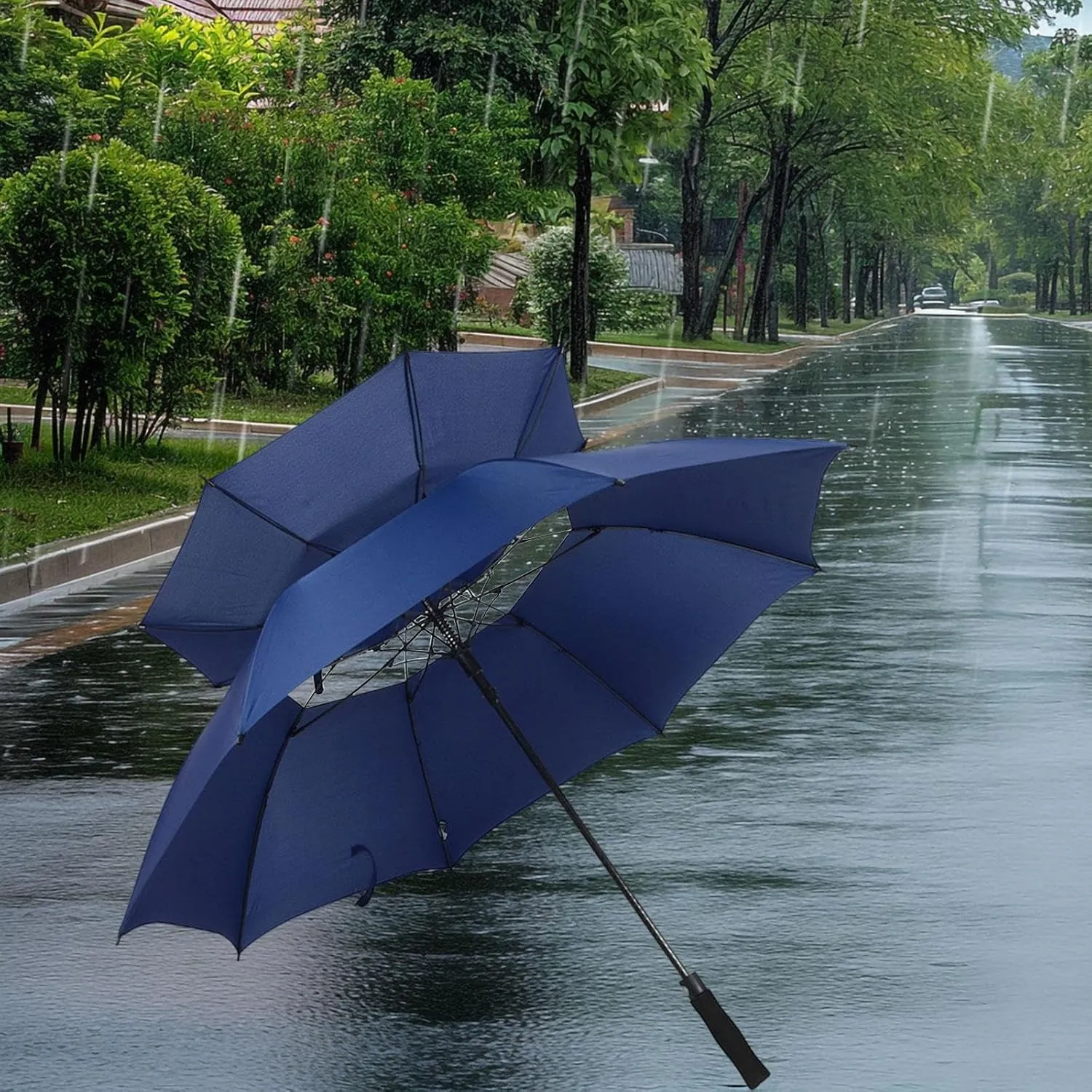 Golf Umbrella Double Canopy Vented Umbrella Sturdy Large Gift Auto Open Windproof for Sports Family Travel Outdoor Doorman