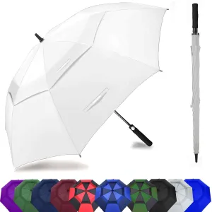 Golf Umbrella Large 62/68/72 Inch, Extra Large Oversize Double Canopy Vented Windproof Waterproof Umbrella, Automatic Open Golf Umbrella for Men and Women and Family.(62 Inch,White)