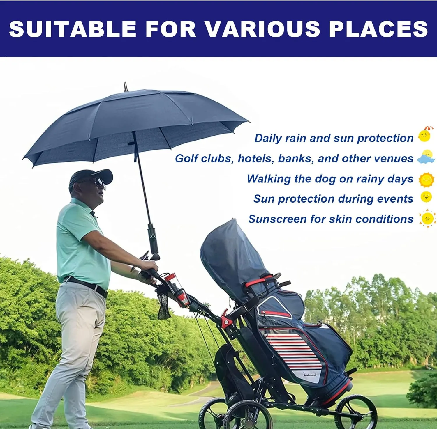 Golf Umbrella Large 62/68/72 Inch, Extra Large Oversize Double Canopy Vented Windproof Waterproof Umbrella, Automatic Open Golf Umbrella for Men and Women and Family.