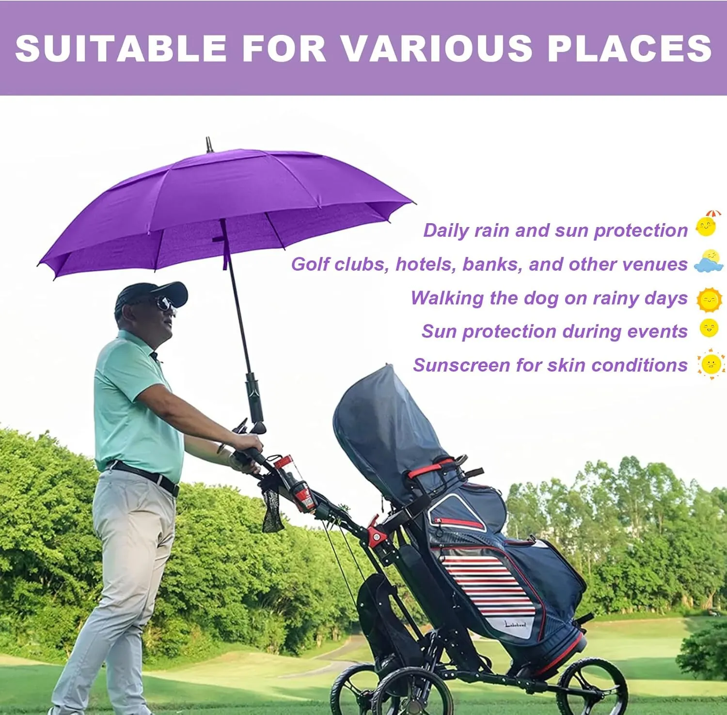 Golf Umbrella Large 62/68/72 Inch, Extra Large Oversize Double Canopy Vented Windproof Waterproof Umbrella, Automatic Open Golf Umbrella for Men and Women and Family.