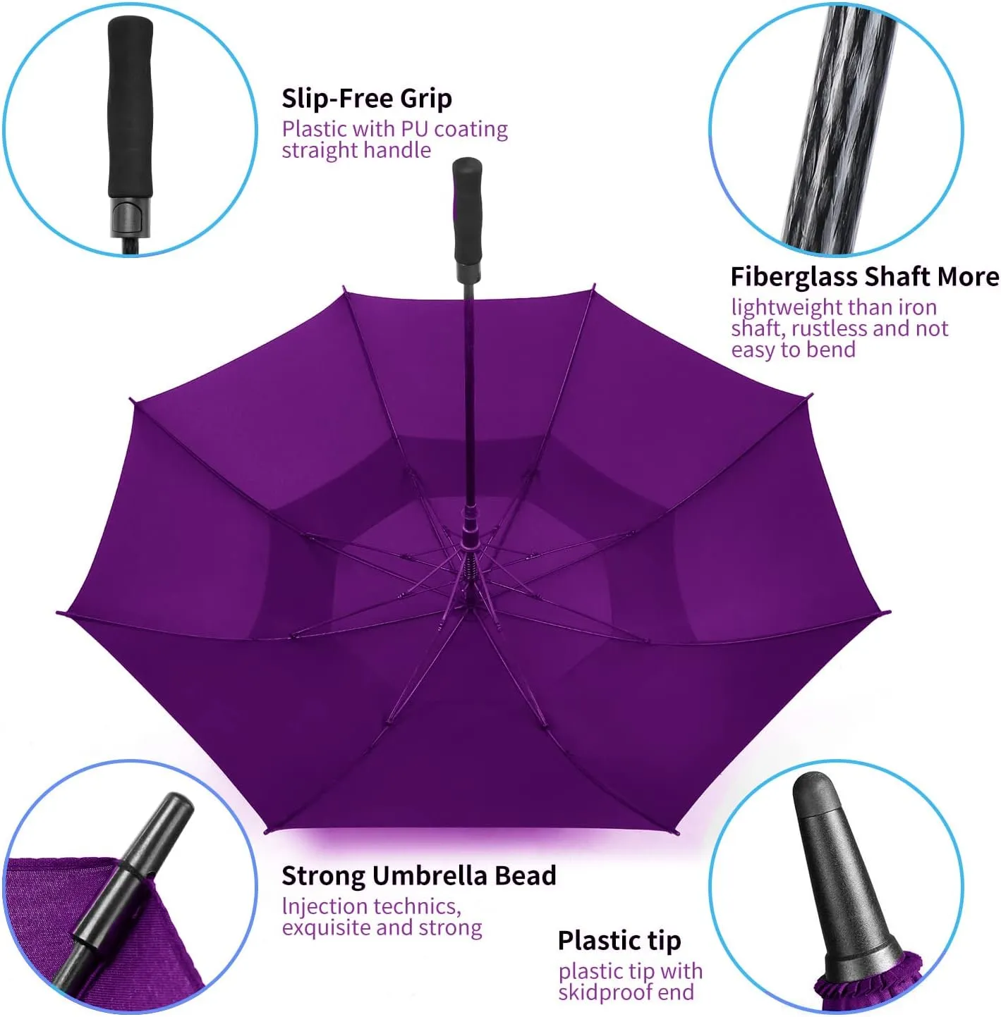 Golf Umbrella Large 62/68/72 Inch, Extra Large Oversize Double Canopy Vented Windproof Waterproof Umbrella, Automatic Open Golf Umbrella for Men and Women and Family.