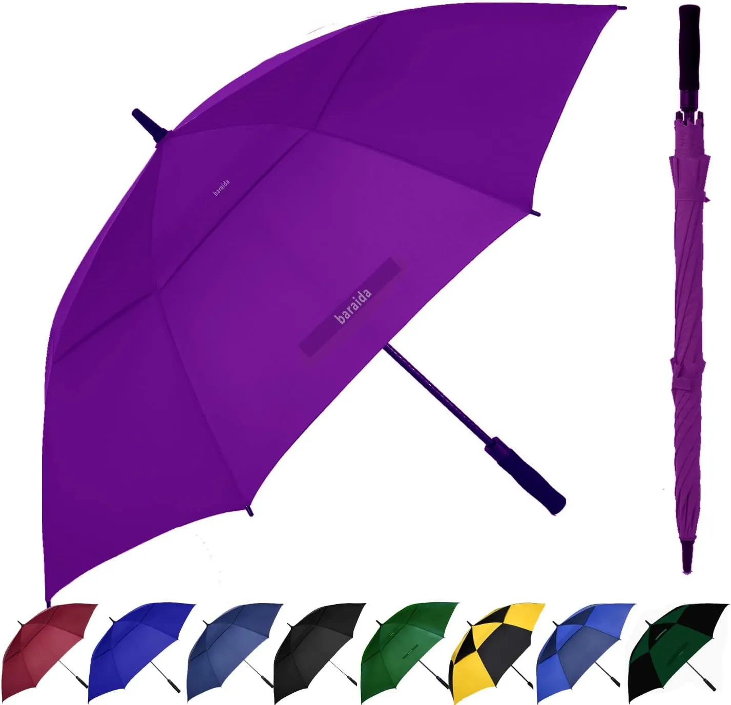 Golf Umbrella Large 62/68/72 Inch, Extra Large Oversize Double Canopy Vented Windproof Waterproof Umbrella, Automatic Open Golf Umbrella for Men and Women and Family.