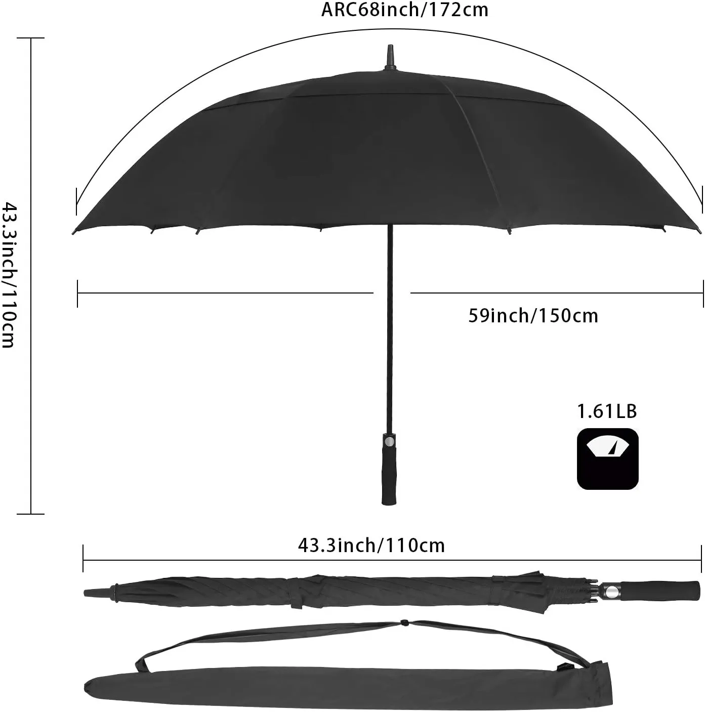 golf umbrella large oversize 68 inches air vent double canopy windproof automatic straight rain umbrellas for men and women