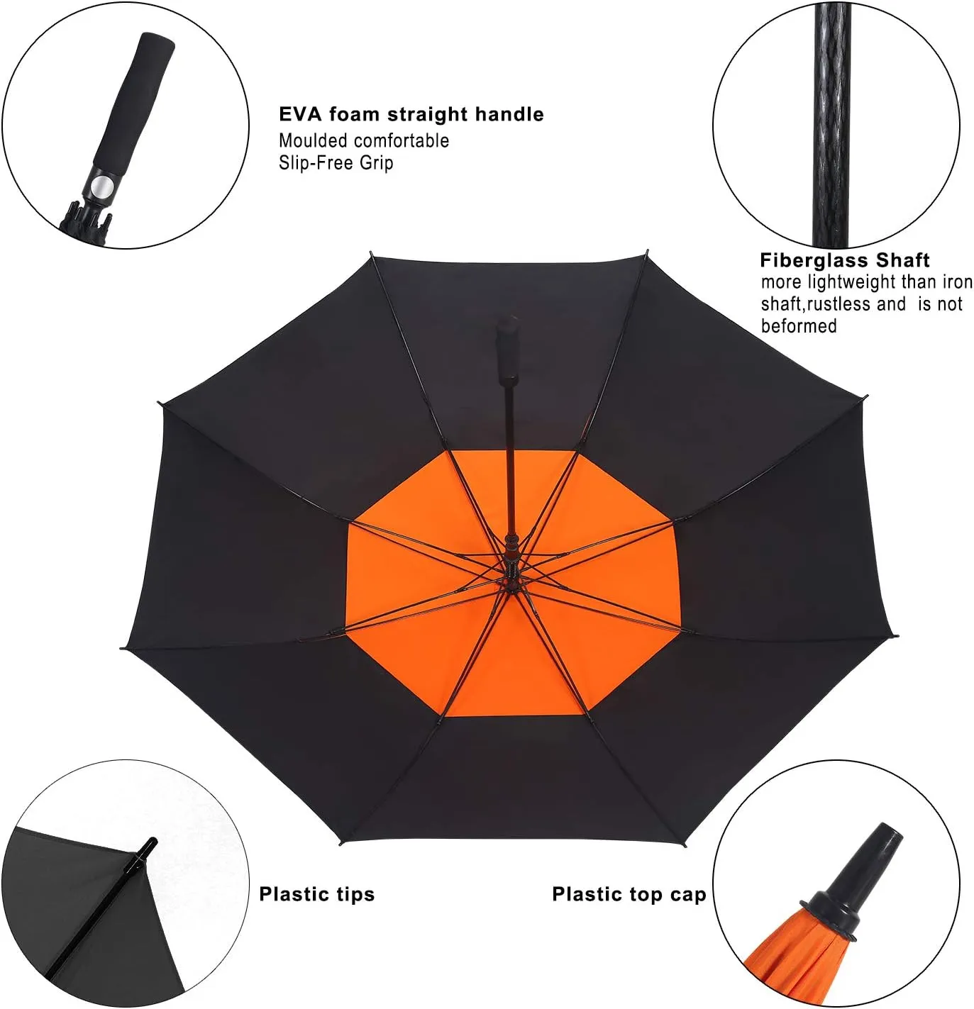 golf umbrella large oversize 68 inches air vent double canopy windproof automatic straight rain umbrellas for men and women