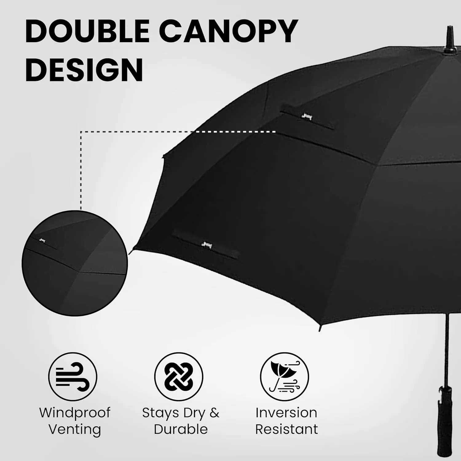 Golf Umbrella Windproof - 62/54/47 Inch Large Umbrellas For Rain Heavy Duty - Automatic Open Ultimate UV Protection - Water Repellent Double Canopy Vented - Best Sports Umbrella