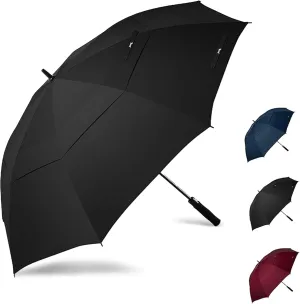 Golf Umbrella Windproof - 62/54/47 Inch Large Umbrellas For Rain Heavy Duty - Automatic Open Ultimate UV Protection - Water Repellent Double Canopy Vented - Best Sports Umbrella