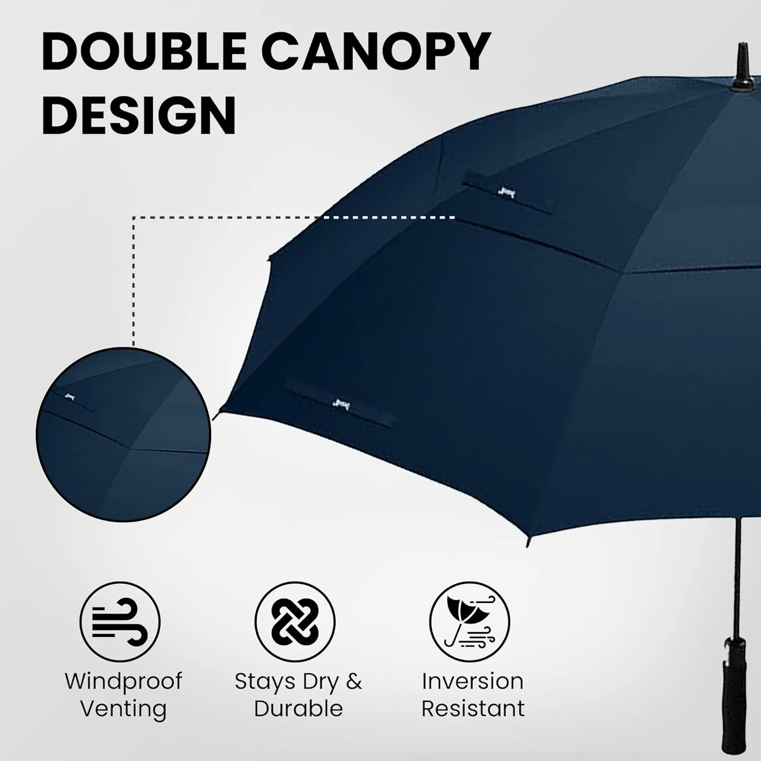 Golf Umbrella Windproof - 62/54/47 Inch Large Umbrellas For Rain Heavy Duty - Automatic Open Ultimate UV Protection - Water Repellent Double Canopy Vented - Best Sports Umbrella