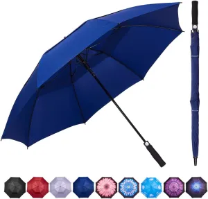 Goothdurs 62/68 Inches Golf Umbrella Automatic Open Windproof Waterproof Large Double Canopy Vented Rain Stick Umbrellas for Men Women