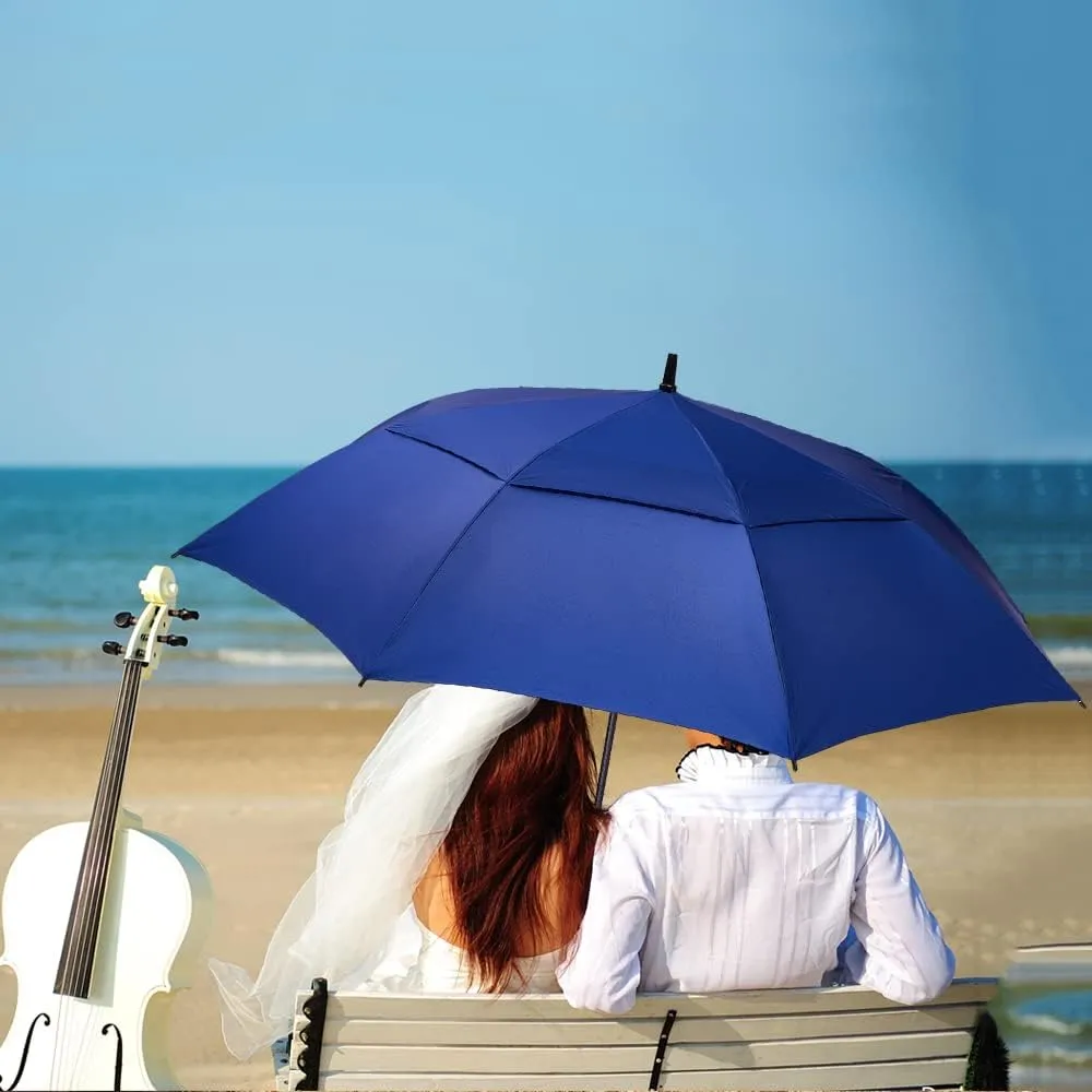 Goothdurs 62/68 Inches Golf Umbrella Automatic Open Windproof Waterproof Large Double Canopy Vented Rain Stick Umbrellas for Men Women