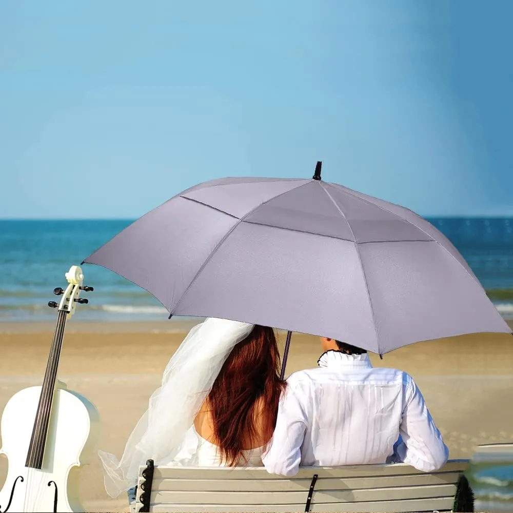 Goothdurs 62/68 Inches Golf Umbrella Automatic Open Windproof Waterproof Large Double Canopy Vented Rain Stick Umbrellas for Men Women