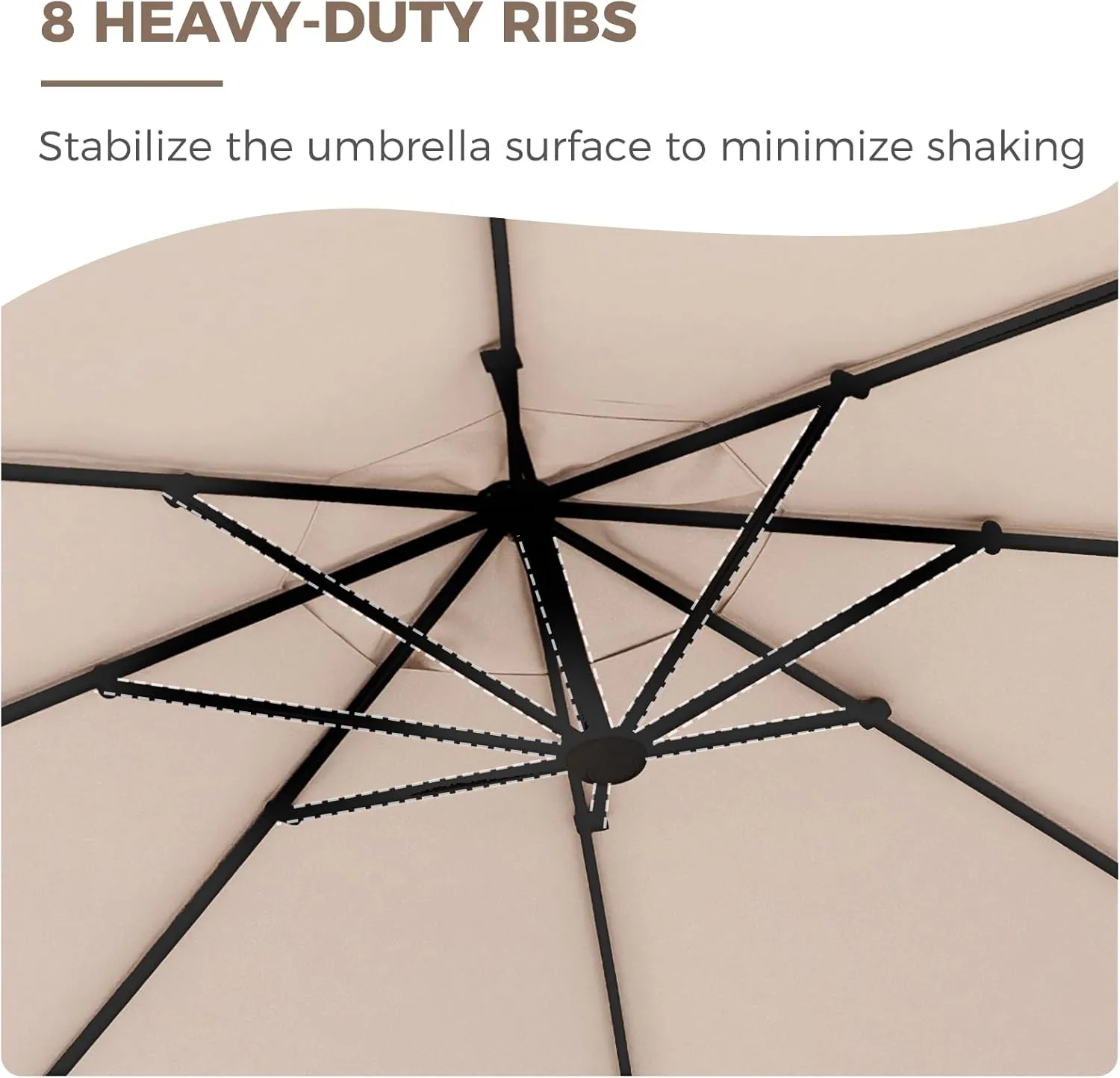 Grand patio 10x10 FT Patio Offset Umbrella Large Square Aluminum Cantilever Umbrella Base Included for Deck Porch (Champagne, 10x10 FT)