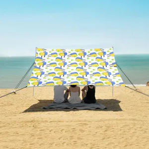 Green and Yellow Pickleball Beach Canopy Tent Anti-UV & Wind Resistant, Green Ball Camping Sun Shelter Easy Setup Portable,Outdoor Shade Tents with Sandbags,Sand Shovels,Ground Pegs & Stability