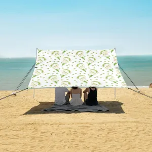 Green Dragons Leave Beach Canopy Tent Anti-UV & Wind Resistant, Camping Sun Shelter Easy Setup Portable,Outdoor Shade Tents with Sandbags,Sand Shovels,Ground Pegs & Stability Poles