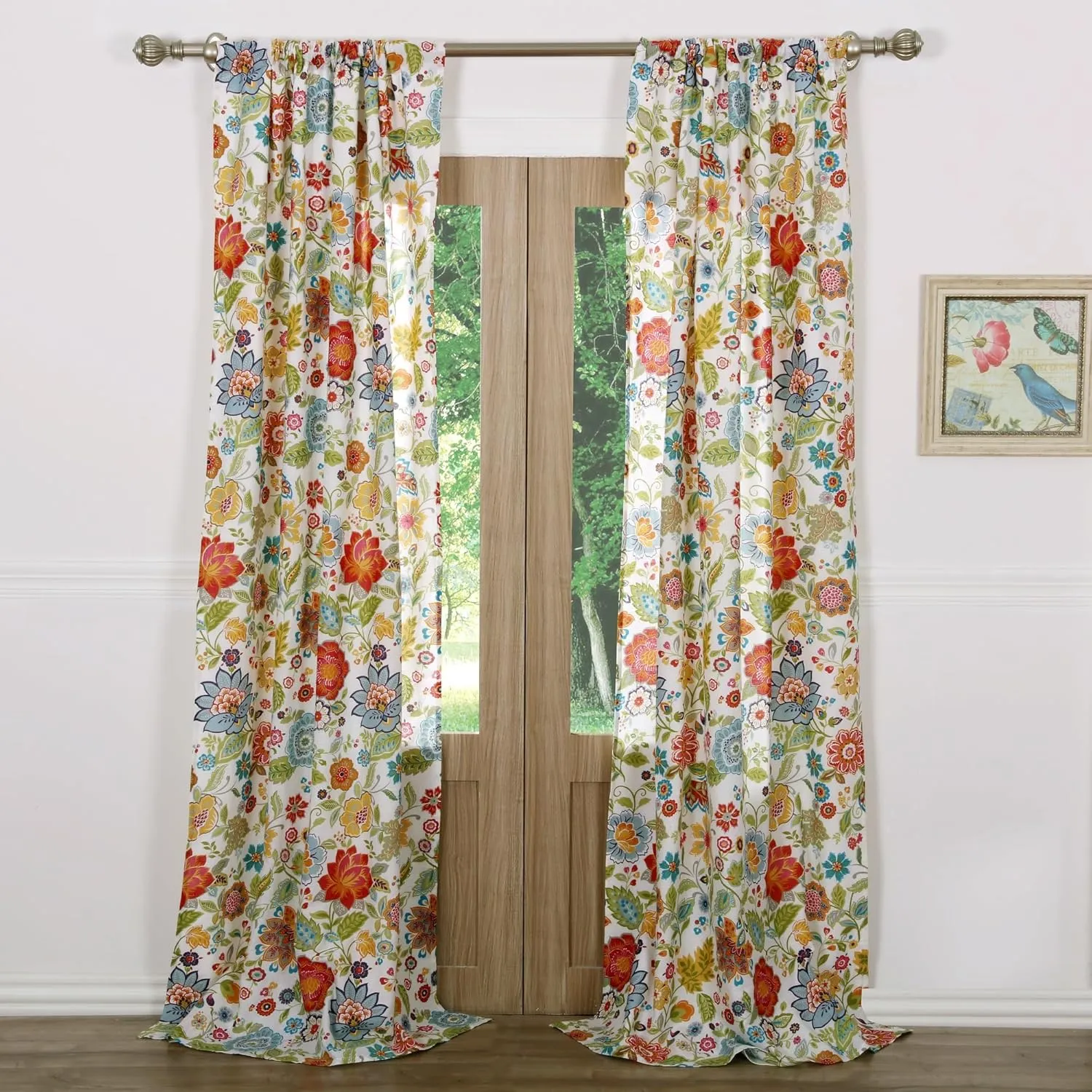 Greenland Home Astoria Semi-Sheer Curtain Panels, Set of 2, Lined, with Tiebacks, 95 L x 42 W (x2), White