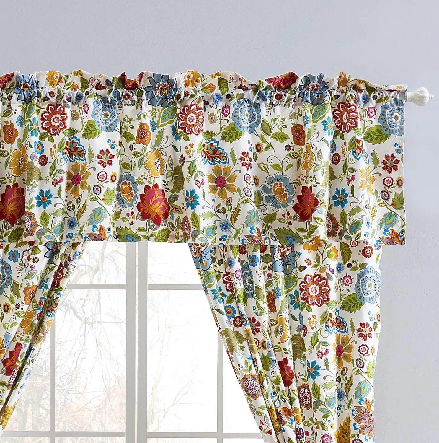 Greenland Home Astoria Semi-Sheer Curtain Panels, Set of 2, Lined, with Tiebacks, 95 L x 42 W (x2), White
