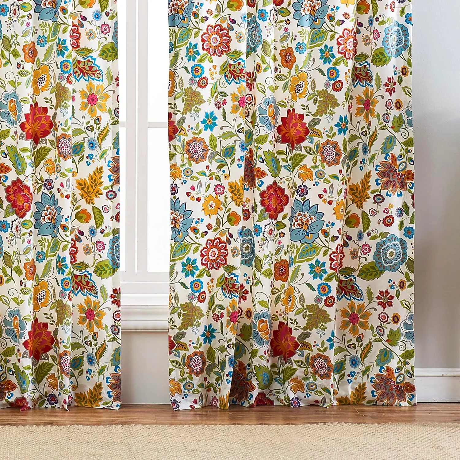 Greenland Home Astoria Semi-Sheer Curtain Panels, Set of 2, Lined, with Tiebacks, 95 L x 42 W (x2), White