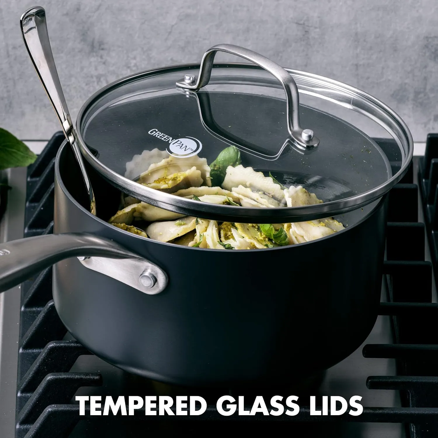 GreenPan Canterbury 3.25QT Saucepan Pot with Lid, Hard Anodized Healthy Ceramic Nonstick, PFAS & PFOA-Free, Stainless Steel Handle, Metal Utensil Safe, Dishwasher Safe, Oven Safe, Black