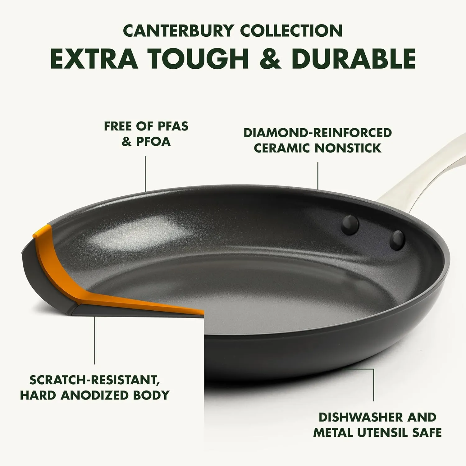 GreenPan Canterbury 3.25QT Saucepan Pot with Lid, Hard Anodized Healthy Ceramic Nonstick, PFAS & PFOA-Free, Stainless Steel Handle, Metal Utensil Safe, Dishwasher Safe, Oven Safe, Black