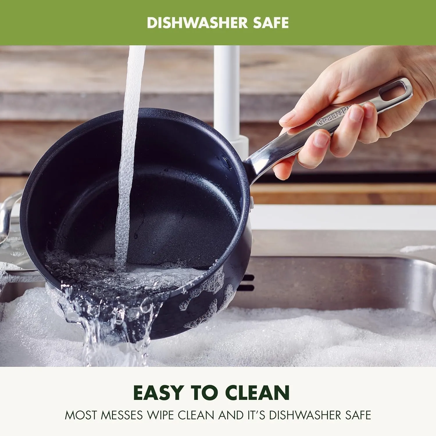 GreenPan Prime Chatham 1QT & 2QT Saucepan Pot Set with Glass Lids, Hard Anodized Diamond Infused Ceramic Nonstick, PFAS-Free, Dishwasher Safe, Oven Safe, Multipurpose Chefs Pan, Stay-Cool Handle,Black