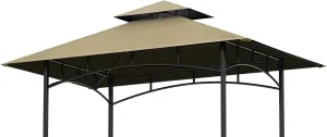 Grill Gazebo Replacement Canopy Top, 5'x8' Top Double Tiered Replacement Canopy Roof, Grill Shelter Cover Roof Fit for Gazebo Model L-GG001PST-F (Khaki)