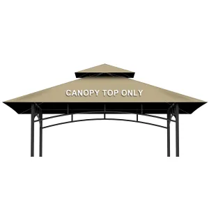 Grill Gazebo Replacement Canopy Top Only - 5' x 8' Outdoor BBQ Gazebo Canopy Roof, Waterproof Double Tiered Shelter Cover Fit for Model L-GG001PST-F (Khaki)