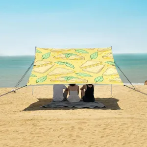 Grilled Cheese Fresh Food Beach Canopy Tent Anti-UV & Wind Resistant, Camping Sun Shelter Easy Setup Portable,Outdoor Shade Tents with Sandbags,Sand Shovels,Ground Pegs & Stability Poles