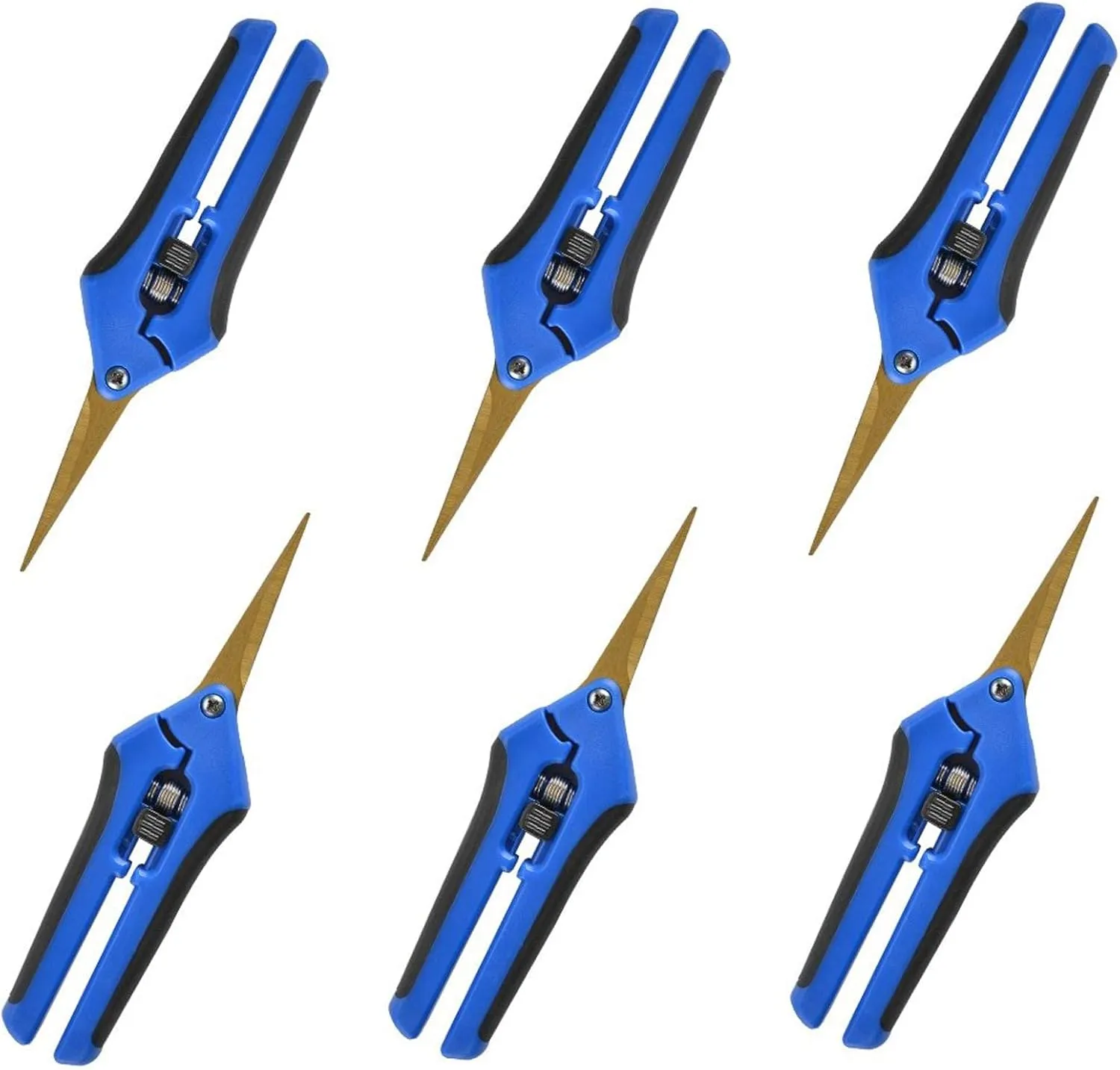 GROWNEER 6 Packs 6.5 Inch Pruning Shears with Curved Blades Trimming Scissors For Gardening Hand Pruning Snips Titanium Coated Precision Blades