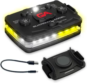 Guardian Angel Elite Series Safety Light - White/Yellow Front & White/Yellow Rear - Rechargeable, Magnetic, Hands-Free Wearable LED Light for Construction, Roadside, Utility & Industrial PPE