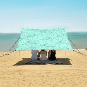 Hand Drawn Sea Turtles Beach Camping Tent Sun Shelter for Whole Family, Beach Shade Canopy with UPF50  UV Protection,Easy Set Up and Carry,Outdoor Shade for Trips, Fishing, Backyard Fun Picnics