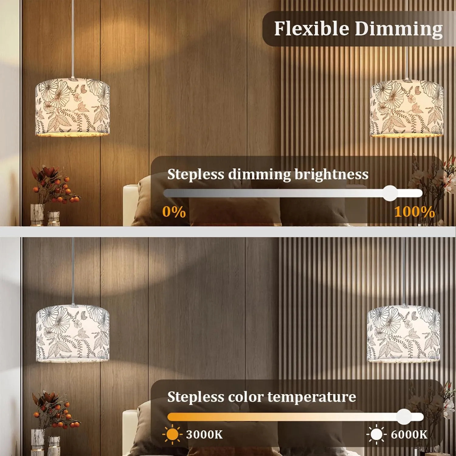 Hanging Lamp Plug in Pendant Light 2 Pack with Remote Control, 15Ft Hanging Lights with Plug in Cord Flower Lamp Shade Hanging lamps for Living Room Plug in Hanging Light Fixture for Bedroom, Kitchen