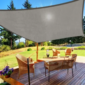 HappyTrends Sun Shade Sail,10'x 13' Heavy Duty UV Protection Beach Shade Canopy Wind sail,Tear and Rust Resistant Patio sail Shade for Yard Deck Lawn Garden Rectangle Sunshade(Grey)