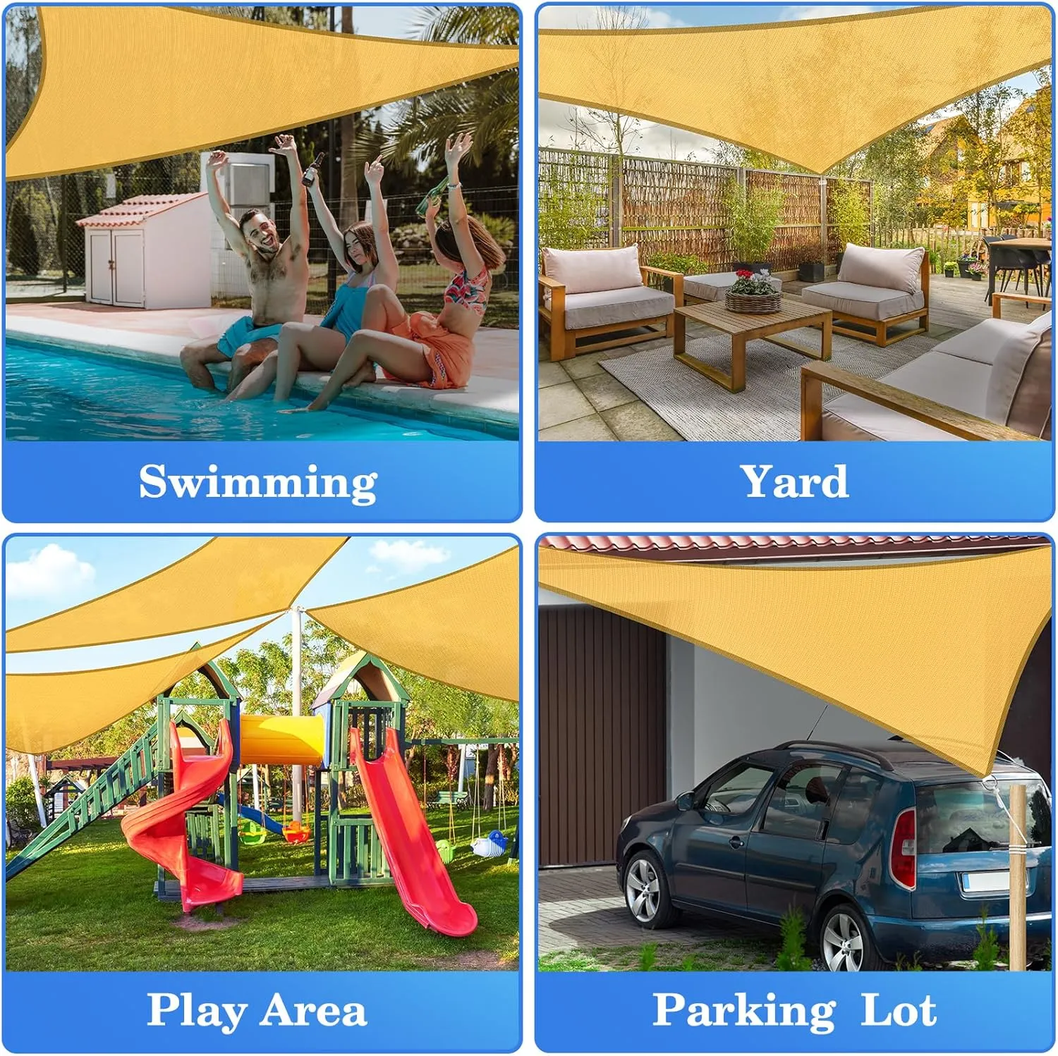 HappyTrends Sun Shades Outdoor Patio,Heavy Duty Shade Sail UV Protection Beach Canopy,Tear and Rust Resistant Wind Sail for Yard Deck Lawn Garden Triangle Sunshade(20' X 20' X 20',Sand)