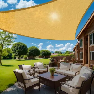 HappyTrends Sun Shades Outdoor Patio,Heavy Duty Shade Sail UV Protection Beach Canopy,Tear and Rust Resistant Wind Sail for Yard Deck Lawn Garden Triangle Sunshade(20' X 20' X 20',Sand)