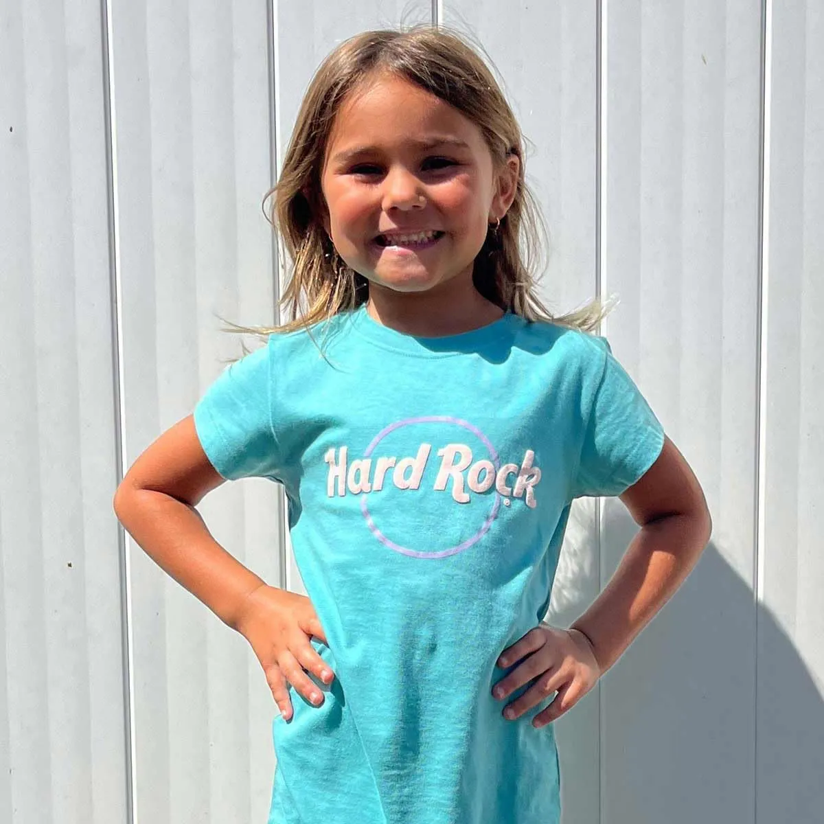 Hard Rock Youth Kids Girls Pop of Color Tee in Light Aqua
