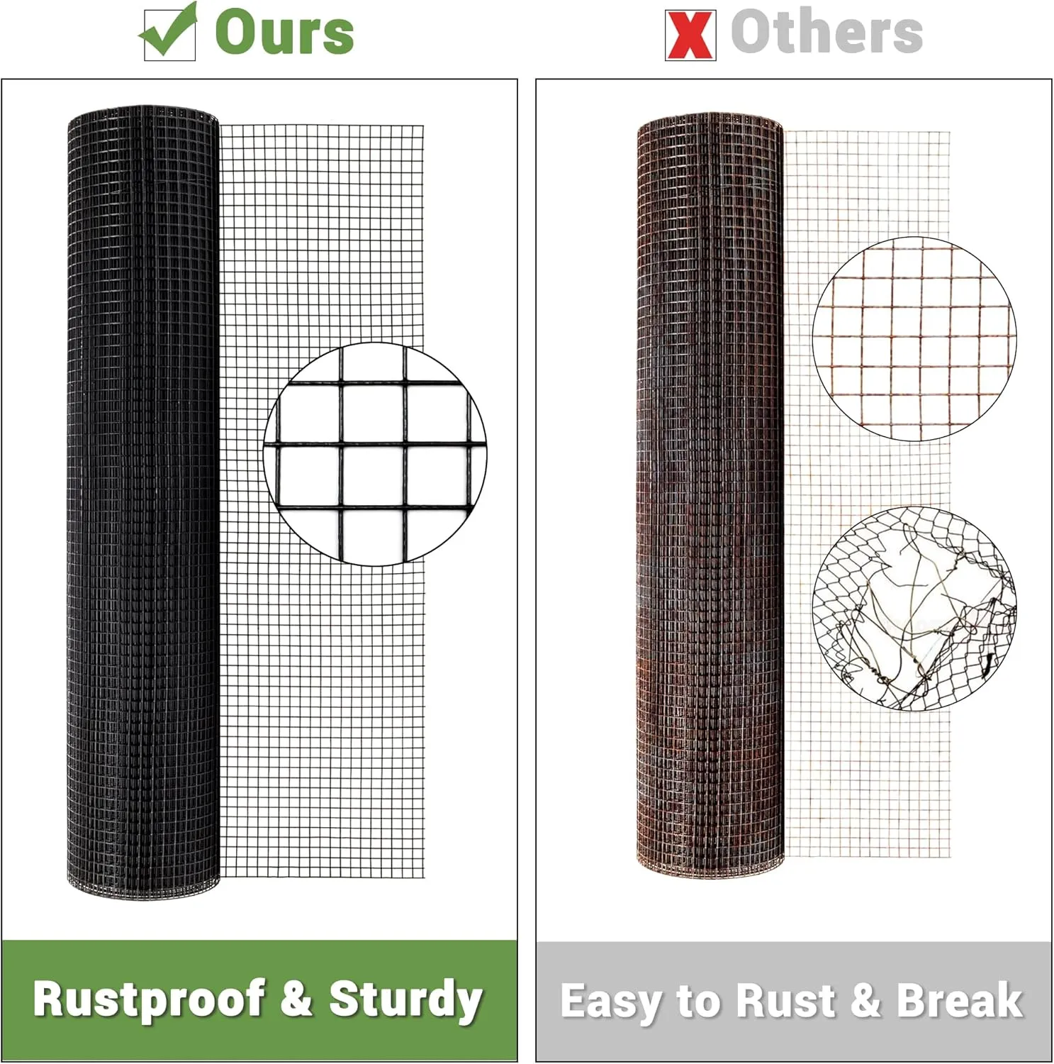 Hardware Cloth 1 inch Chicken Wire Fencing 24 in x 100 ft Galvanized Welding Garden Fence Roll Square Mesh 16 Gauge Chicken Rabbit Snake Cage Heavy Duty Welding Fencing