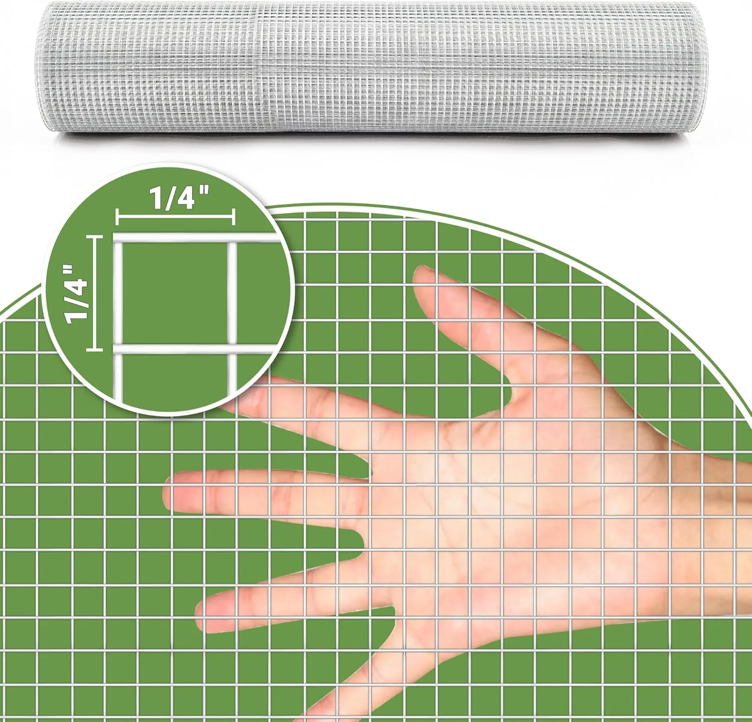 Hardware Cloth 12 in x 10 ft 1/4 inch 23 Gauge Wire Fencing Galvanized Welding Garden Fence Roll Square Mesh Chicken Rabbit Snake Cage Heavy Duty Welding Fencing