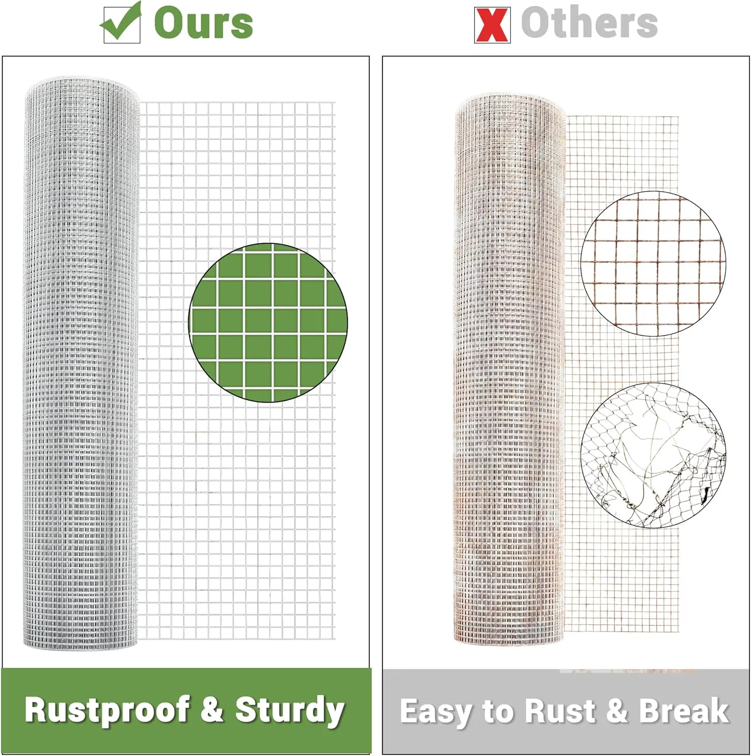 Hardware Cloth 12 in x 10 ft 1/4 inch 23 Gauge Wire Fencing Galvanized Welding Garden Fence Roll Square Mesh Chicken Rabbit Snake Cage Heavy Duty Welding Fencing