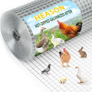 Hardware Cloth 12 in x 10 ft 1/4 inch 23 Gauge Wire Fencing Galvanized Welding Garden Fence Roll Square Mesh Chicken Rabbit Snake Cage Heavy Duty Welding Fencing