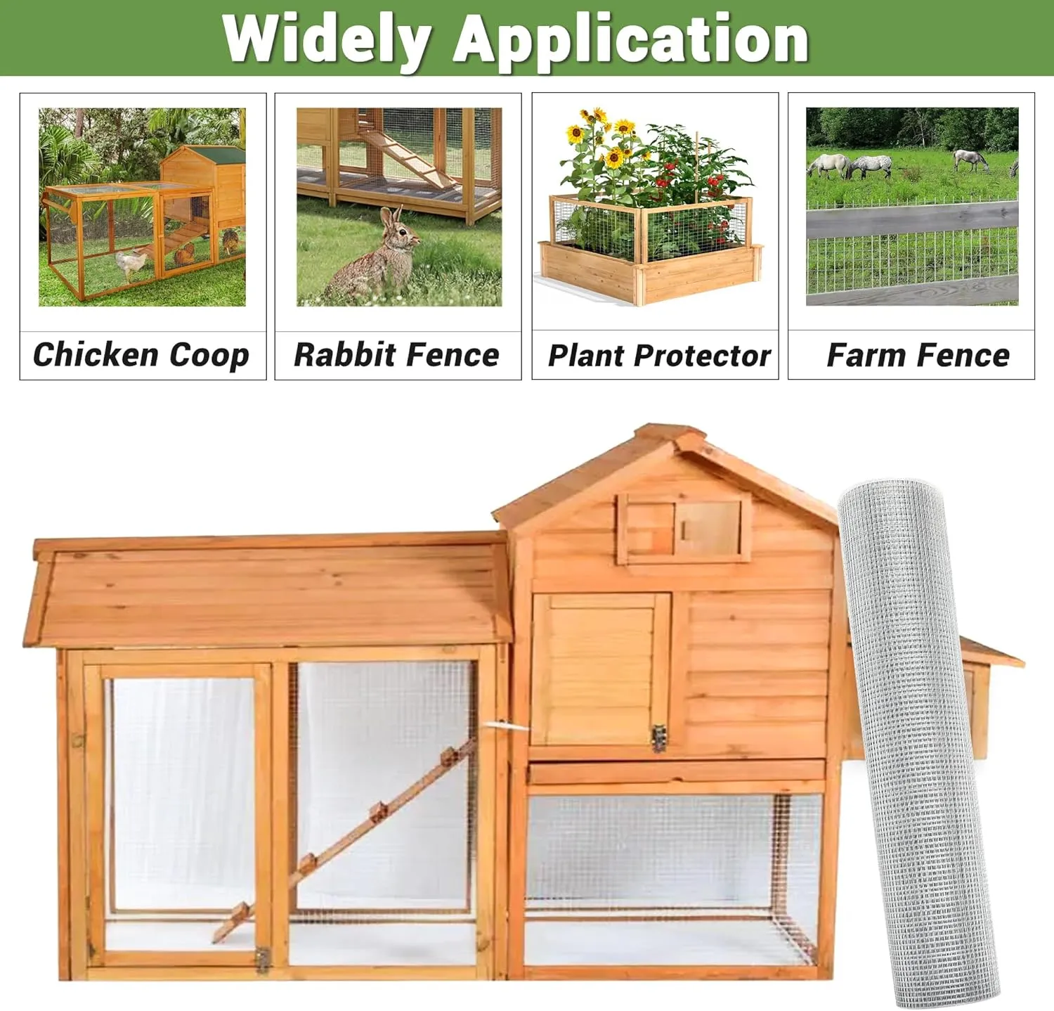 Hardware Cloth 12 in x 10 ft 1/4 inch 23 Gauge Wire Fencing Galvanized Welding Garden Fence Roll Square Mesh Chicken Rabbit Snake Cage Heavy Duty Welding Fencing