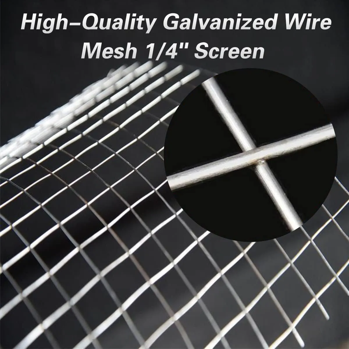 Hardware Cloth 8'' x 20' 1/4 in Galvanized Wire Mesh Roll (23 GA) Chicken Wire Fence Roll for Chicken Pen/coop Fences, Screen mesh, Rabbit/Snake Fences, Poultry enclosures, Handicraft Making, etc.